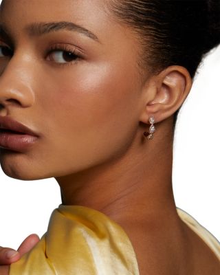 Crushed Pav&eacute; C Hoop Earrings 