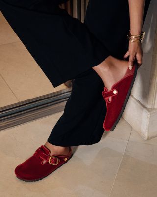 Women's Boston Big Buckle Velvet Exquisite Clogs - Exclusive