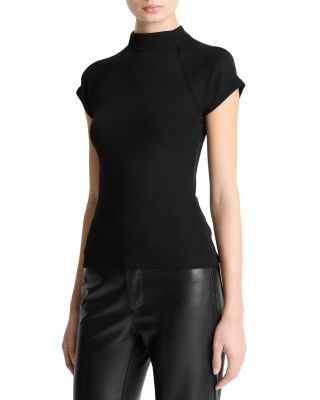 Cap Sleeve Raglan Mock Neck Top