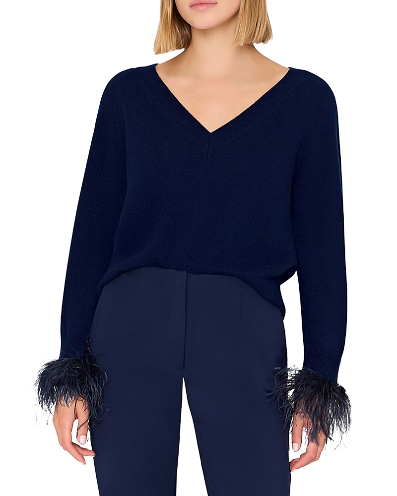 Milly Wool Blend V Neck Sweater
