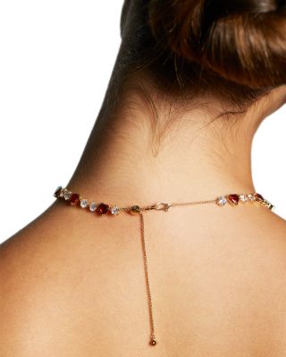 Le Bisou Red Cubic Zirconia Heart Collar Necklace, 18"