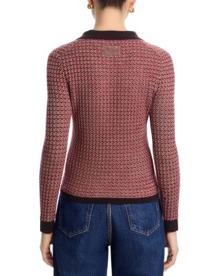 Chevron Long Sleeve Shrunken Cashmere Polo