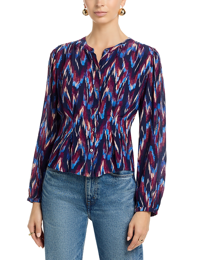 Velvet By Graham & Spencer Estella Cinched Waist Blouse In Multi