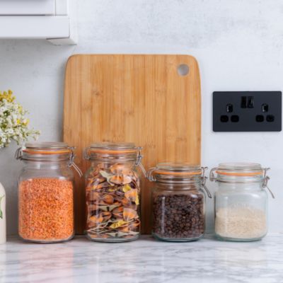 Square Clip Top Jars, Set of 4