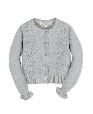 Girls&#39; Organic Cropped Ruffle Cuff Cable Sweater Cardigan - Little Kid, Big Kid