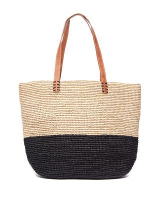 Montauk Color Block Raffia Tote