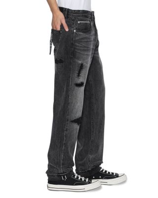 Hazlow Selvedge Replika Straight Fit Jeans in Charcoal