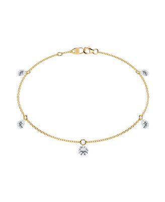 Floating 5 Station Bracelet in 14K Gold, 1.25ctw Round Brilliant Lab Grown Diamonds, 7"