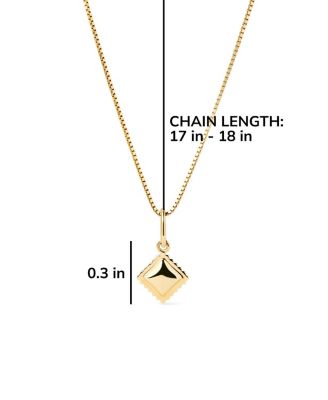  Ravioli Charm Solid Yellow Gold Necklace
