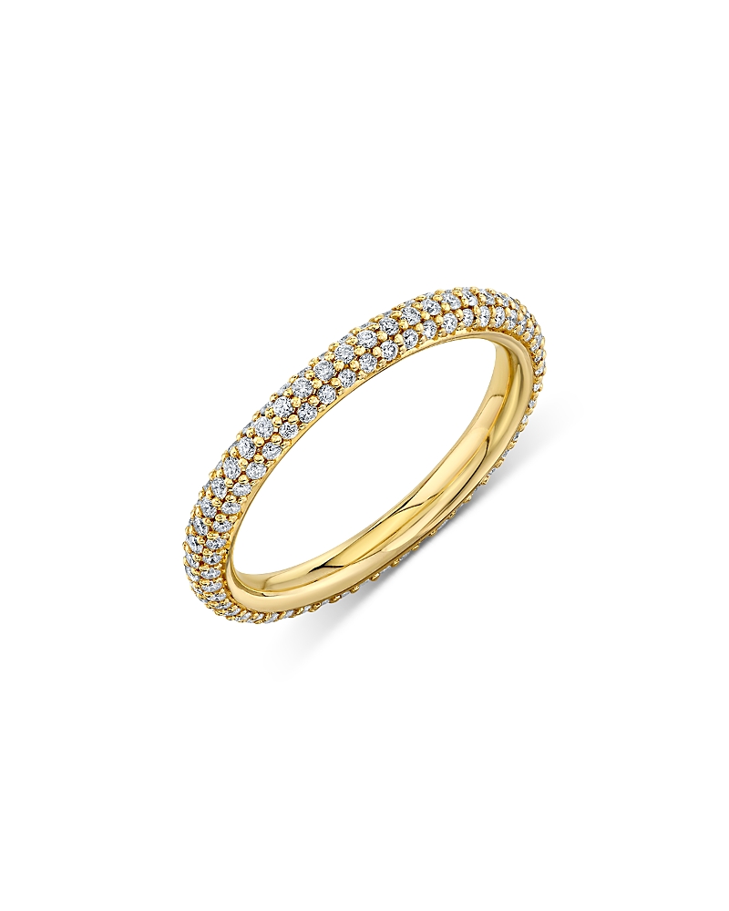 Sydney Evan 14k Yellow Gold Diamond Pave Hollow Tube Ring In Gold
