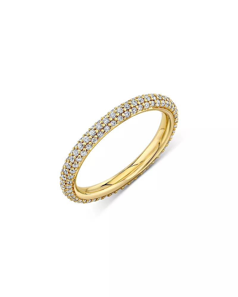 Sydney Evan 14K Yellow Gold Diamond Pave Hollow Tube Ring
