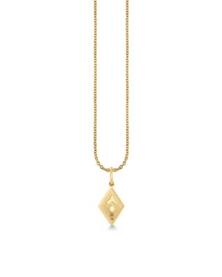 14K Yellow Gold Diamond Ace of Diamonds Pendant Necklace, 16"