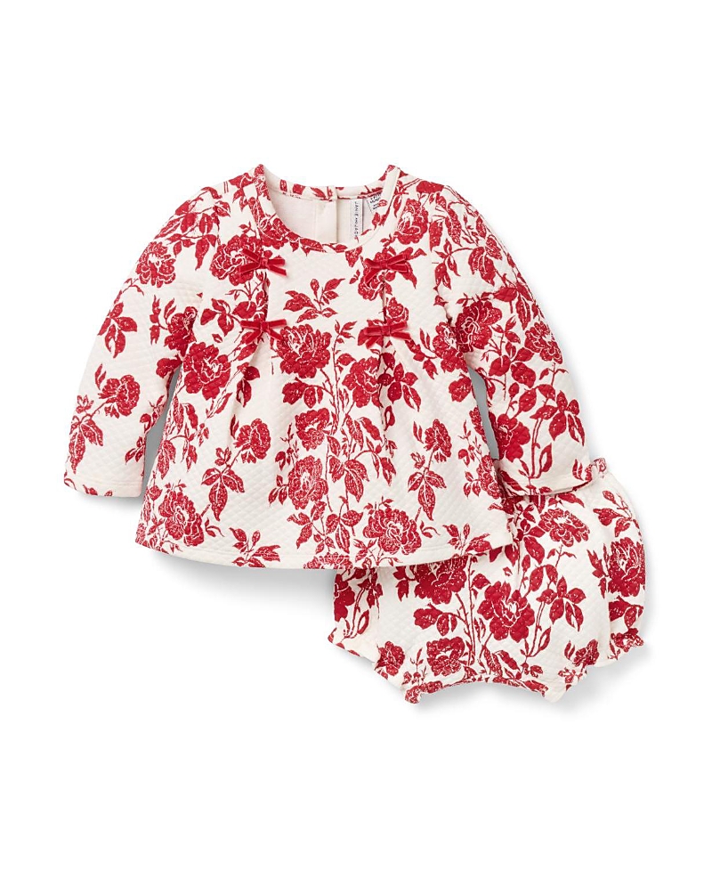 Janie and Jack Girls' The Floral Quilted Bow Dress - Baby