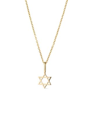 Solid Yellow Gold Star of David Necklace
