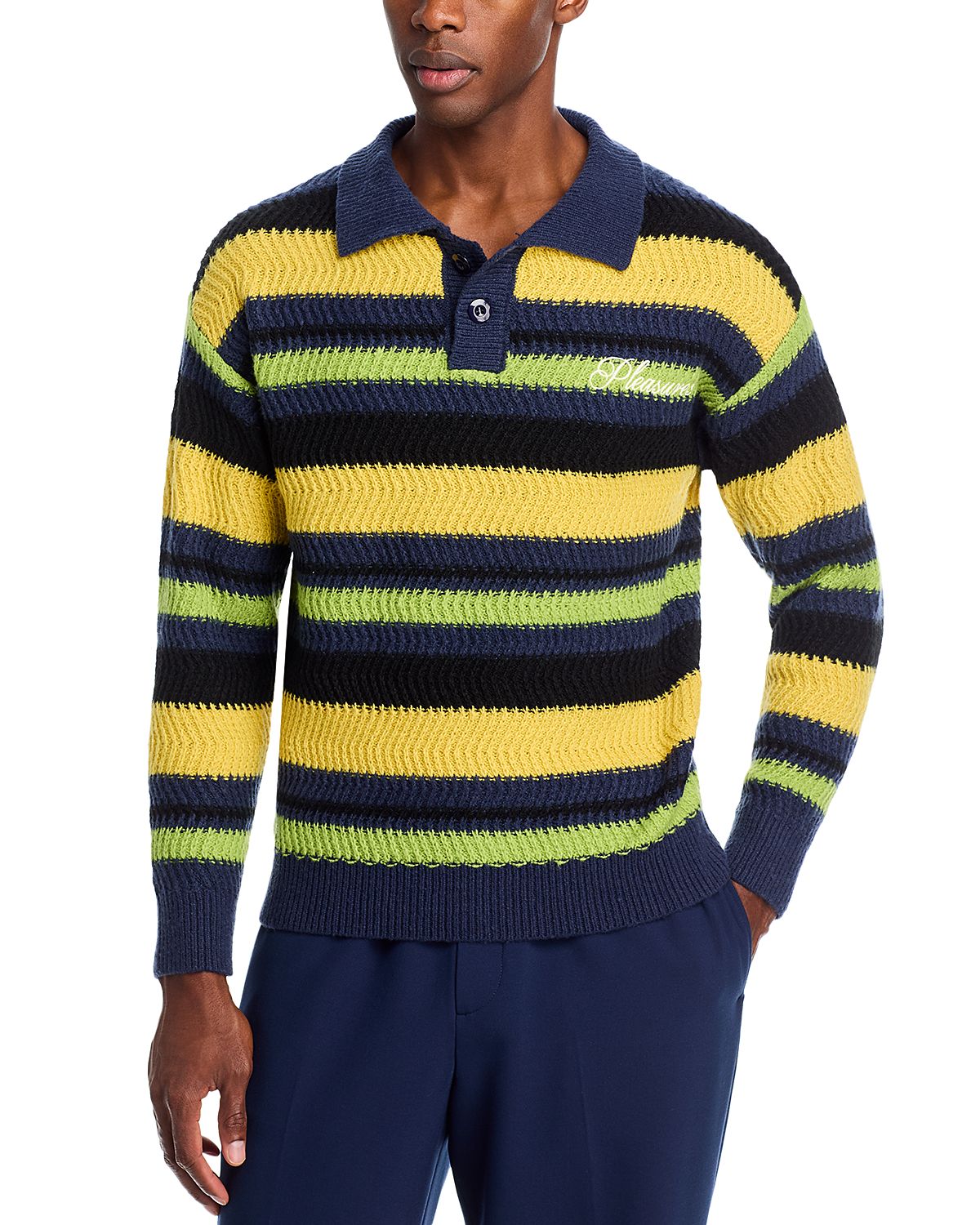 Pleasures Cooper Striped Polo Sweater