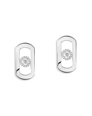 18K White Gold So Move Diamond Halo Oval Drop Earrings