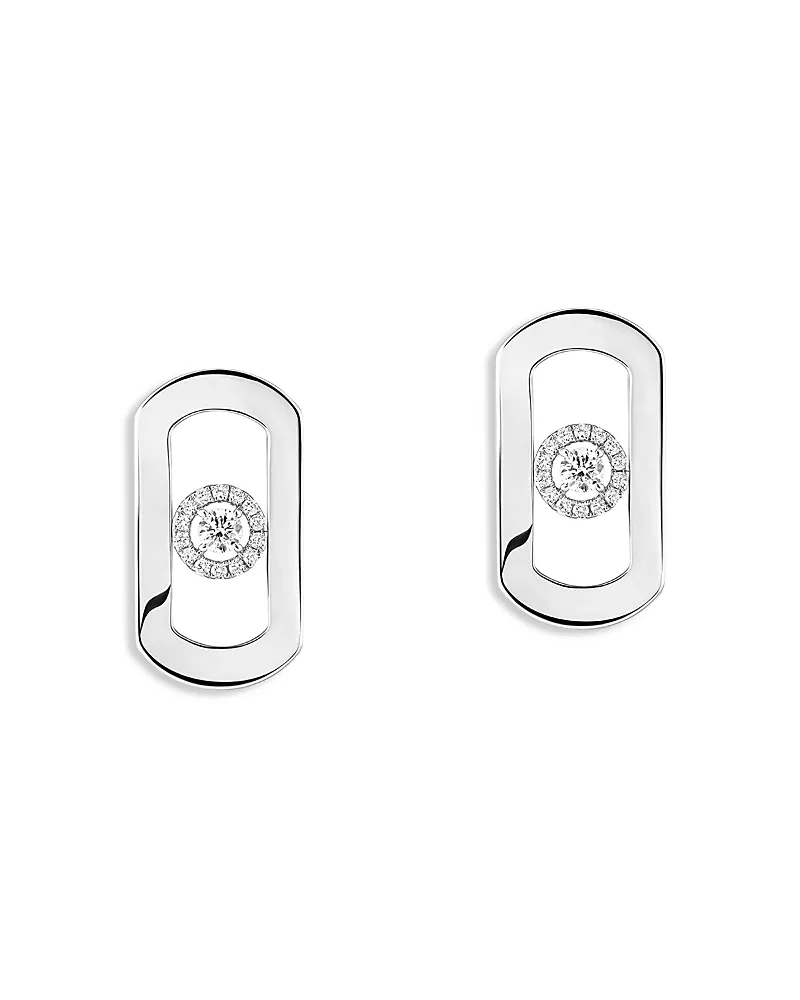 Messika 18K White Gold So Move Diamond Halo Oval Drop Earrings