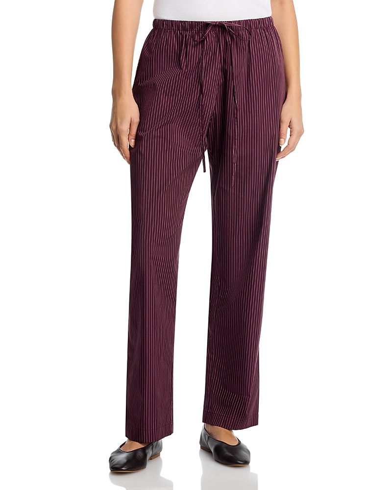 Leset Yoshi Striped Cotton-blend Drawstring Pants In Brown
