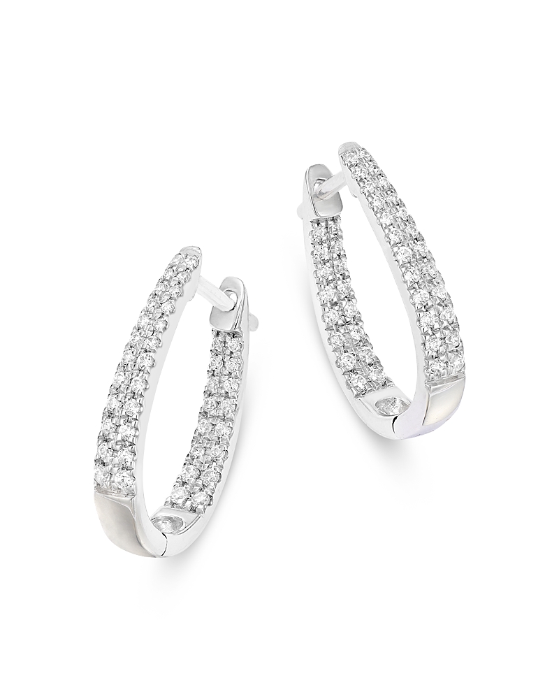 Bloomingdale's Fine Collection Diamond Double Row Oval Hoop Earrings in 14K White Gold, 0.50 tcw