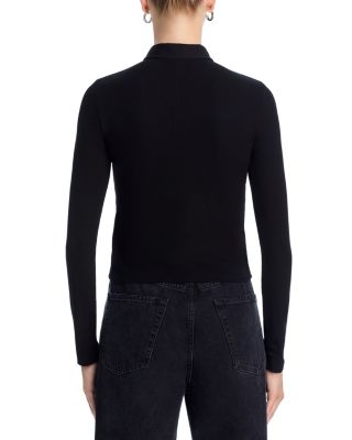 Amee Luxe Rib Long Sleeve Button Polo