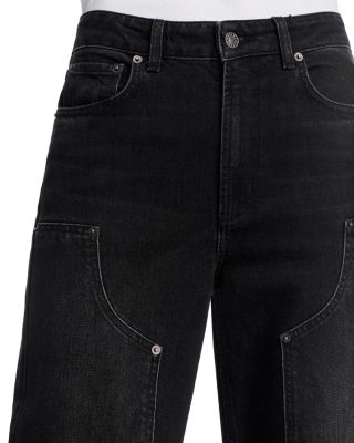 Getty High Rise Wide Leg Workwear Jeans in Onyx