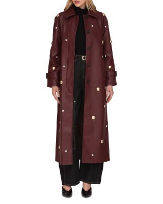 Studded Faux Ever Leather™ Belted Trench Coat