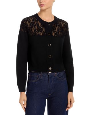 Lace Inset Cardigan Sweater - Exclusive