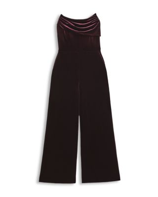 Petite Andria Strapless Velvet Jumpsuit