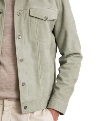 Edington Long Sleeved Suede Press Stud Trucker Jacket