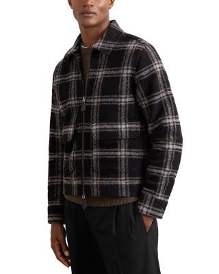 Varena Long Sleeved Zip Through Twin Pocket Check Overshirt