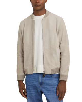 Burnham Long Sleeved Suede Bomber Jacket