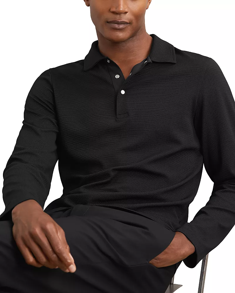 Reiss Tivolli Long Sleeved Textured Polo