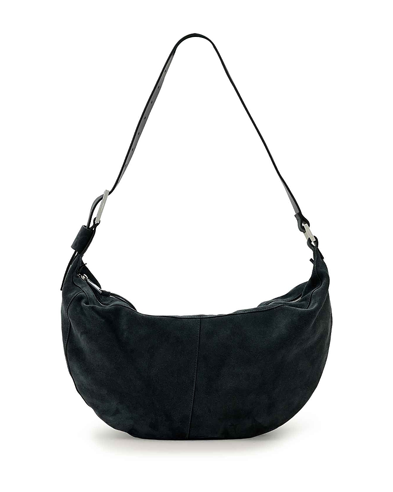 Allsaints Luna Suede Shoulder Bag In Black