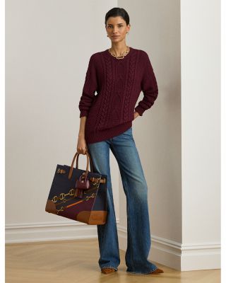 Cable Knit Cotton Crewneck Sweater