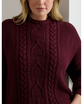 Cable Knit Cotton Crewneck Sweater