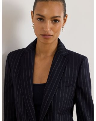 Striped Wool Blend Twill Blazer