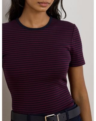 Striped Stretch Cotton Crewneck Tee