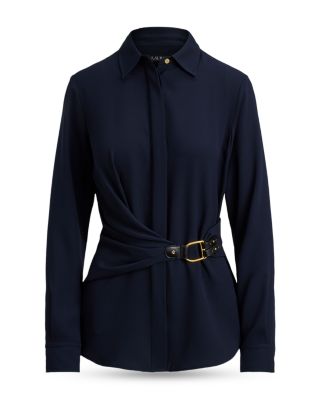 Buckle Trim Georgette Blouse