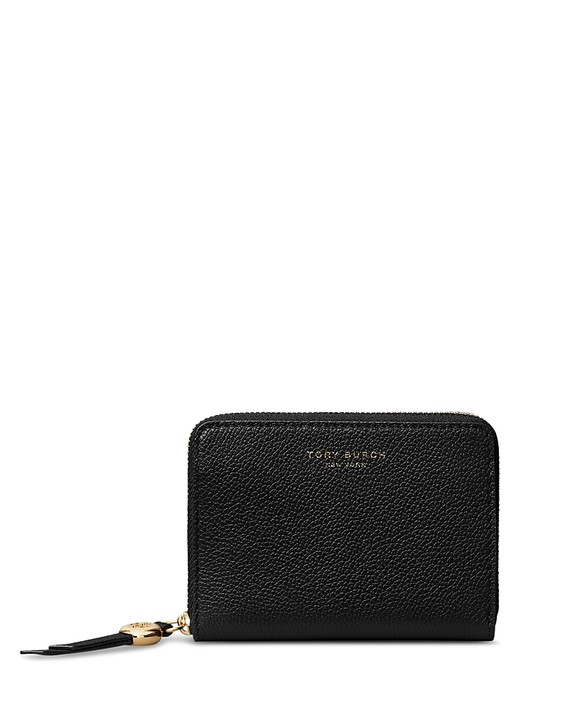 Tory Burch Romy Medium Leather Zip Wallet In Black