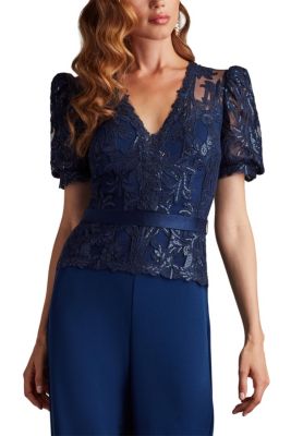 Ziya Embellished Puff Sleeve Jumpsuit