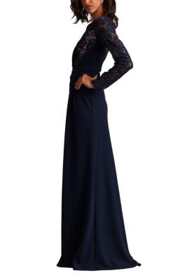 Devika Embroidered Twist-Drape Gown