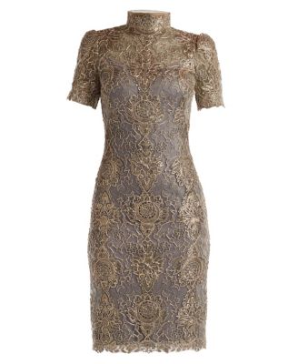 Marise Sequin Embroidered Illusion Dress