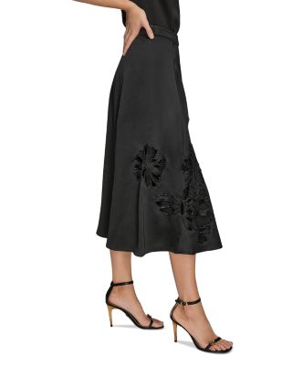 Embellished Satin Midi Skirt