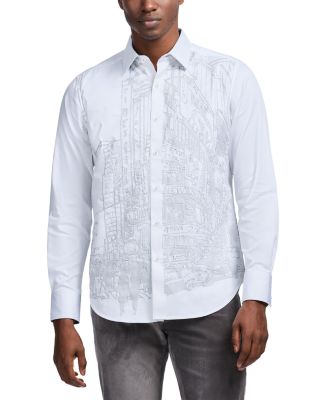 Urban Classics Printed Long Sleeve Button Front Shirt
