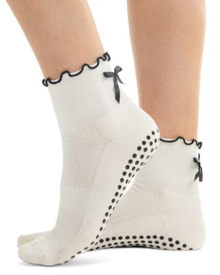 Ruffle Bow Grip Socks