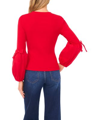 Mixed Media Balloon Sleeve Sweater