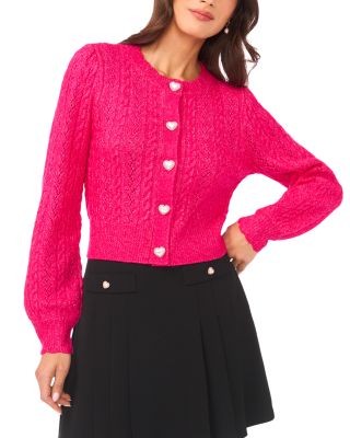 Heart Button Pointelle Cardigan