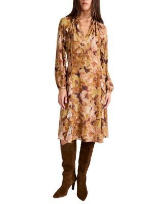 Jayda Long Sleeve Ruffle Dress in Floral Crepe