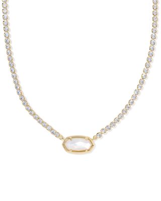 Elisa Cubic Zirconia & Mother Of Pearl Tennis Necklace, 19"