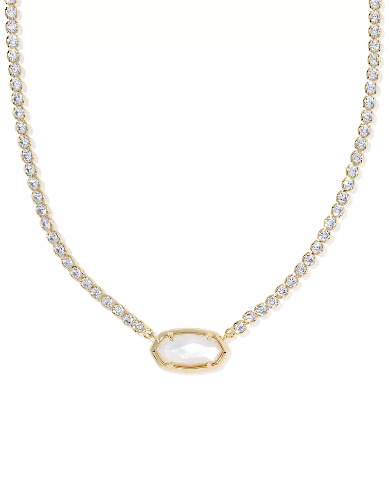 Kendra Scott Elisa Cubic Zirconia & Mother Of Pearl Tennis Necklace, 19